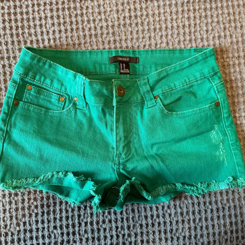 Forever 21 Teal Denim Shorts